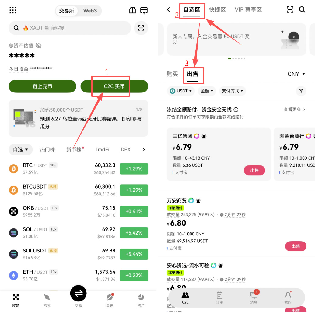binanceC2C买币教程:怎么用人民币买USDT?又怎么卖出换成人民币?