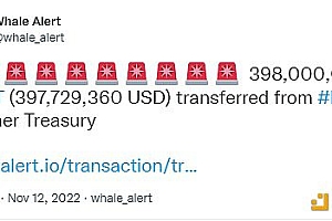 近4亿枚USDT从Bitfine转移到Tether Treasury