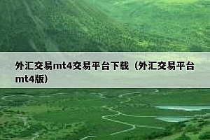 外汇交易mt4交易平台下载(外汇交易平台mt4版)