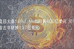 盘后大涨18%!Meta回购400亿美元 元宇宙去年烧掉137亿美元