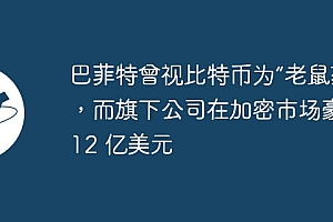 巴菲特曾视比特币为“老鼠药”,而旗下公司在加密市场豪掷 12 亿美元