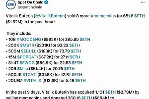 Meme币涌向Vitalik:Vitalik收到并卖出了哪些Meme币