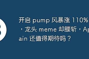 开启 pump 风暴涨 110% 后,龙头 meme 却腰斩,ApeChain 还值得期待吗?