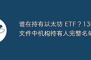 谁在持有以太坊 ETF?13F 文件中机构持有人完整名单