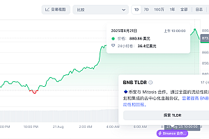 BNB突破880美元,24小时涨幅达到6.55%