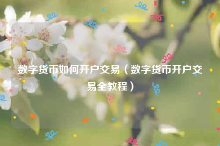 数字货币如何开户交易（数字货币开户交易全教程）-第1张图片-欧意交易所