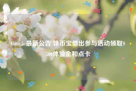Gate.io最新公告 馀币宝借出参与活动领取$500体验金和点卡-第1张图片-欧意交易所