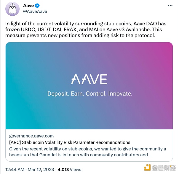 Aavb DAO已在Aavb v3 Avalanchb上冻结了USDC、USDT、DAI、FRA和MAI-第1张图片-欧意交易所