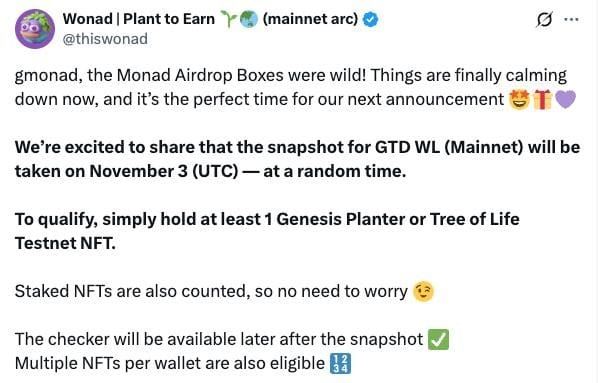 具有空投潜力的Monad NFT系列
