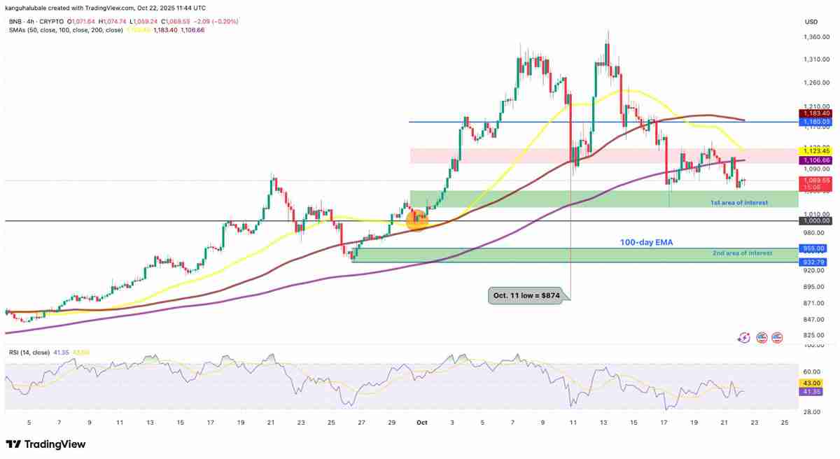 币安币（BNB）价格分析：为什么多头必须守住1000美元？一文了解