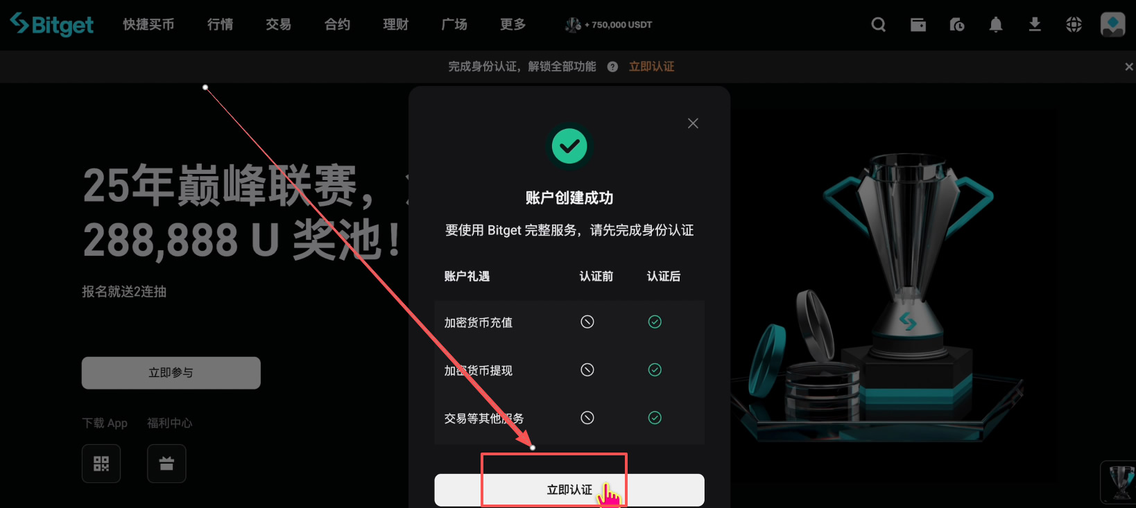 如何注册Bitget交易所并进行身份认证？获得120USDT的体验金奖励_图4