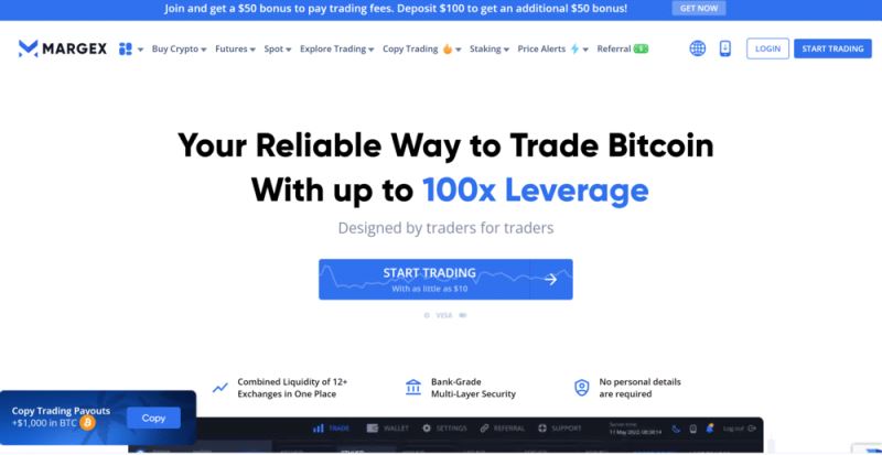 Margex — 最适合无KYC注册的加密交易平台