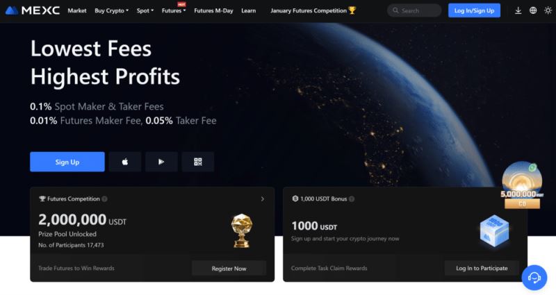 MEXC — 最适合现货交易，费用为0%