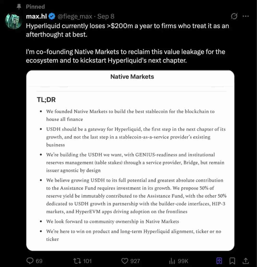 Hyperliquid竞标大战结束，新团队Native Markets为何拿下USDH？