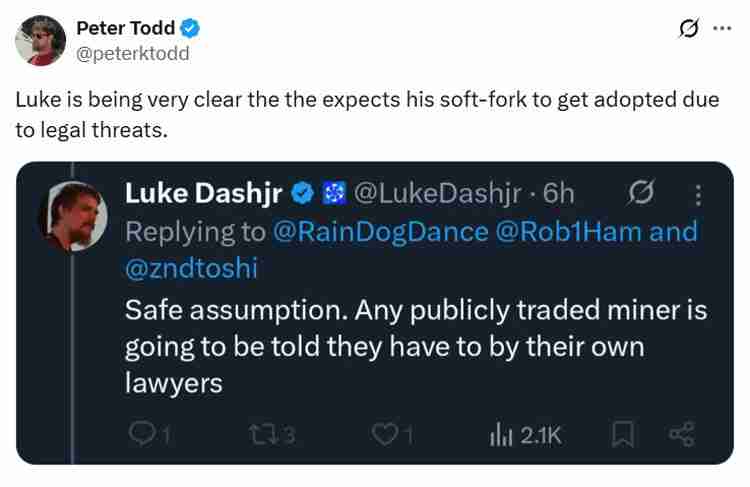 Luke Dashjr分析：比特币遭遇攻击”——BTC支持者抨击软分叉提案中的“法律威胁”